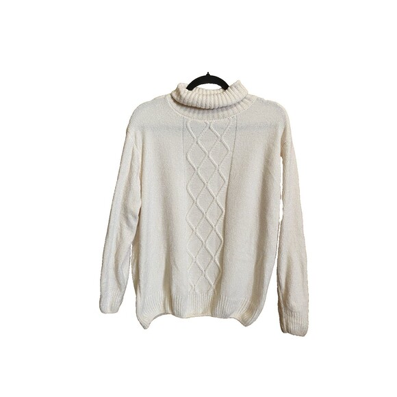 SF Snowflake Ivory Knit Turtleneck Pullover Women's Sweater size M/L - Picture 1 of 10